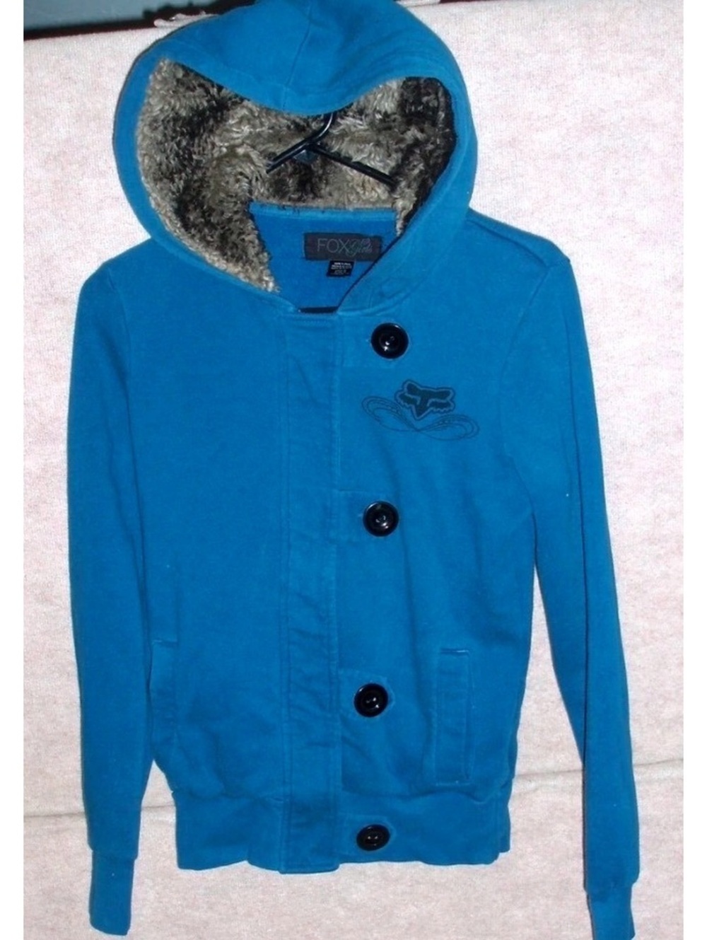 FOX RACING size large blue fur jacket size large HTF y2k